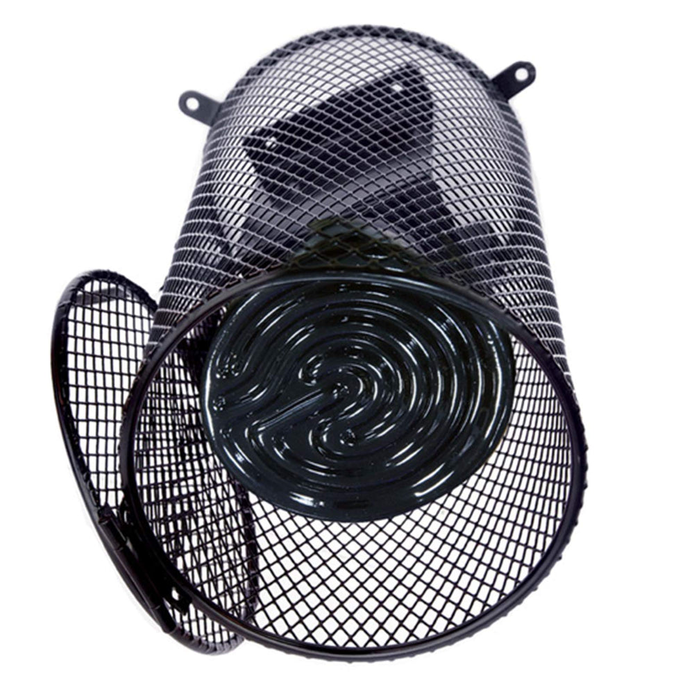 Arcadia Heat Lamp Safety Cage, side view, durable metal guard for 150W bulbs.
