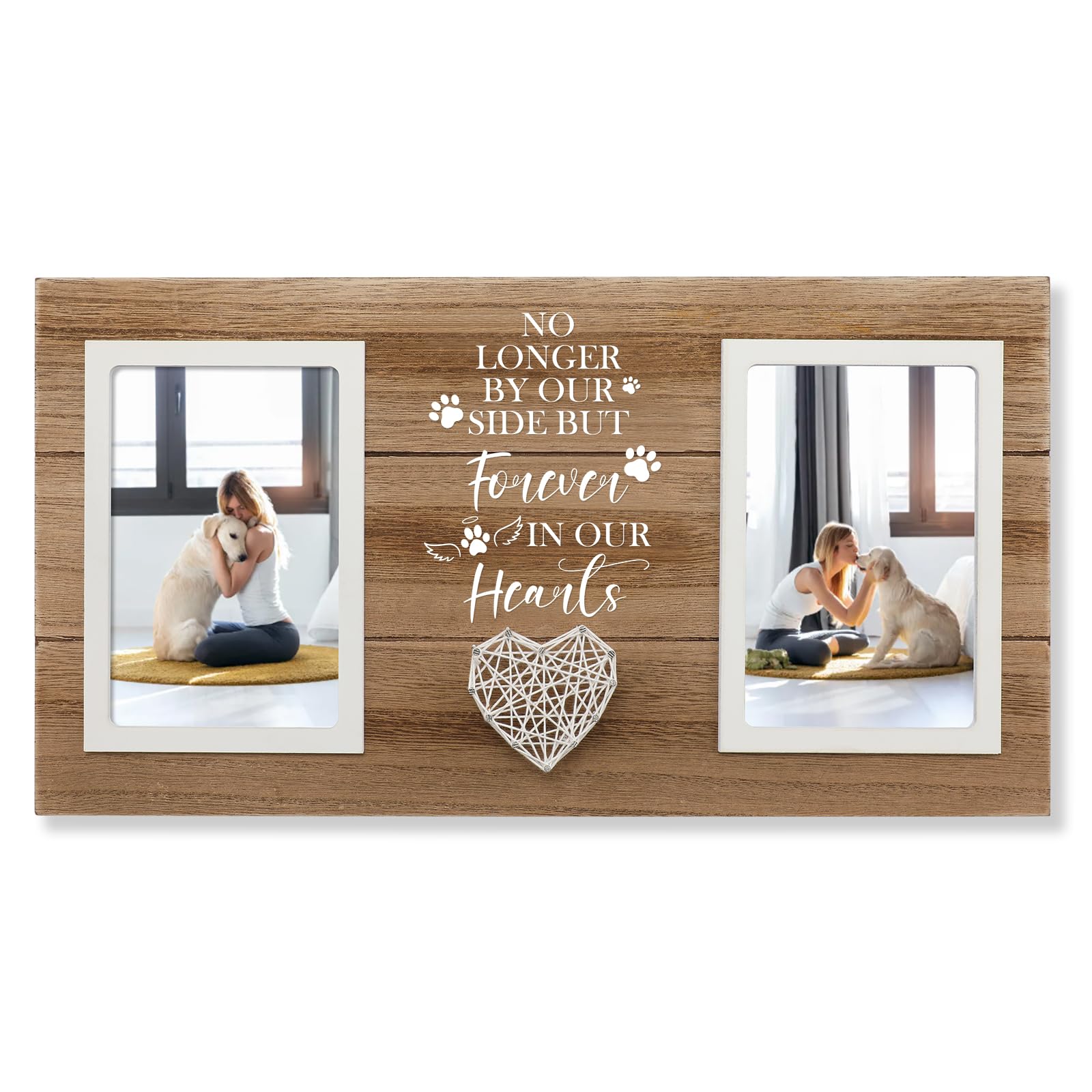 Aremdys loss of dog sympathy frame with double 4x6 photo display for memories.