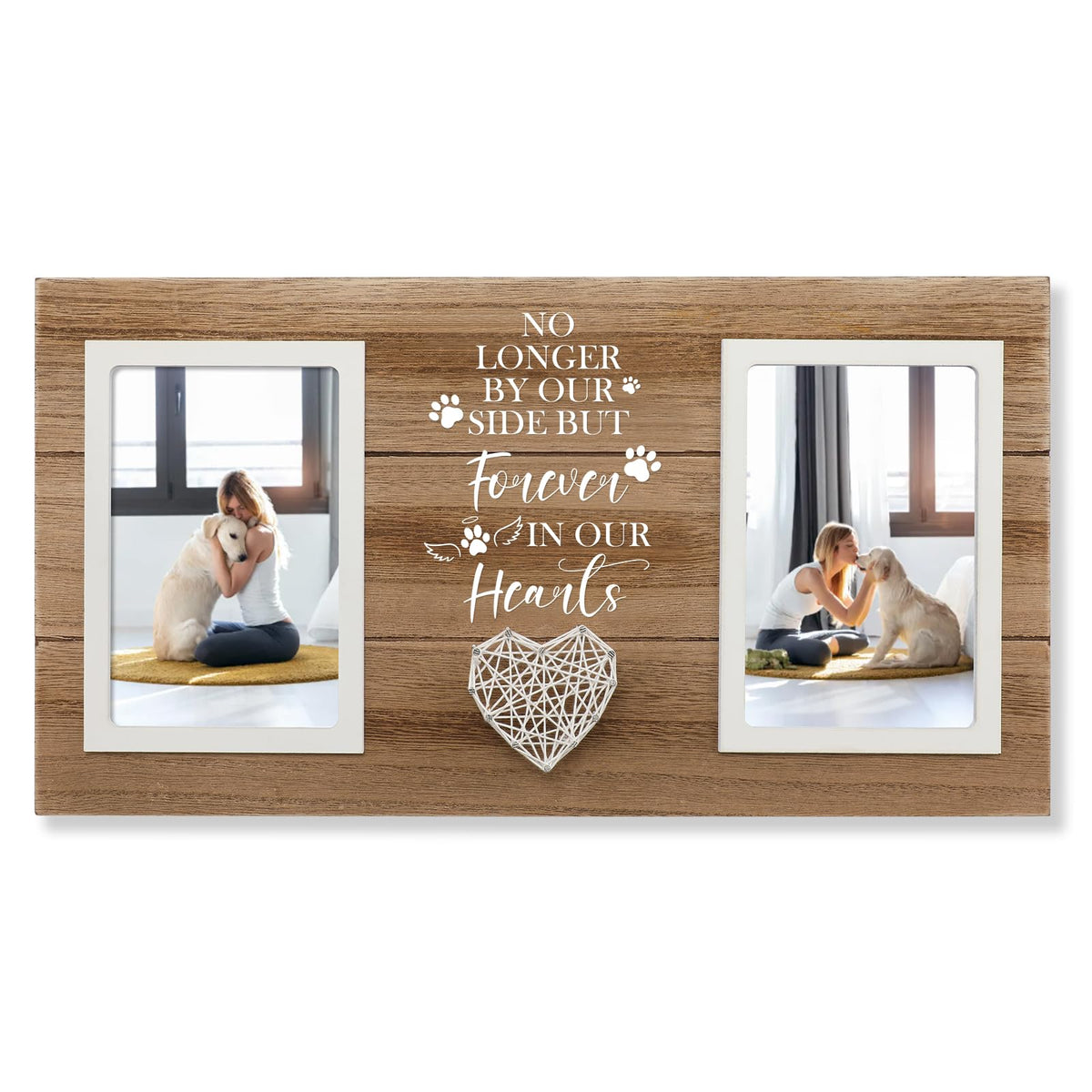 Aremdys loss of dog sympathy frame with double 4x6 photo display for memories.