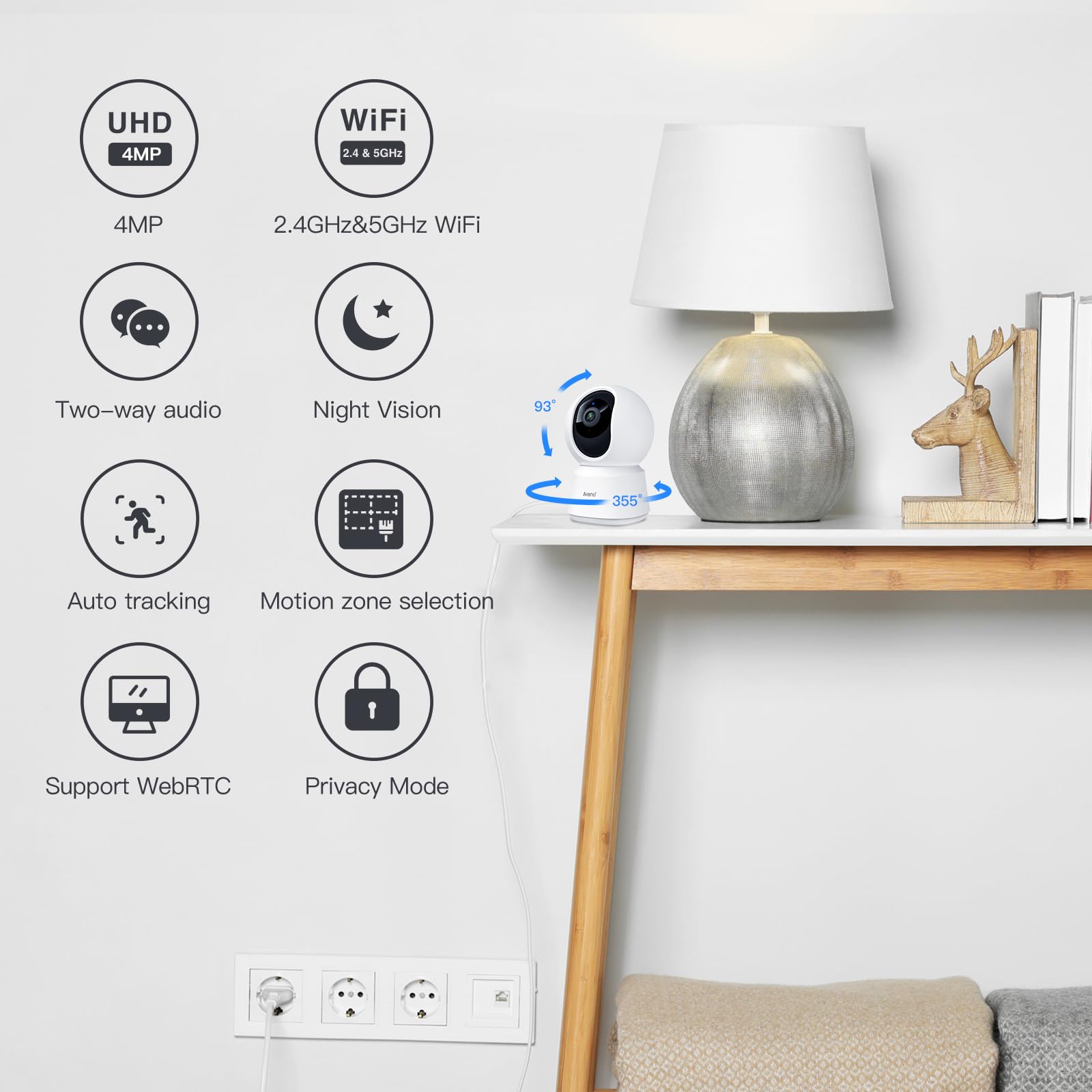 ARENTI 4MP pet camera live stream provides sharp detail for pets at home.