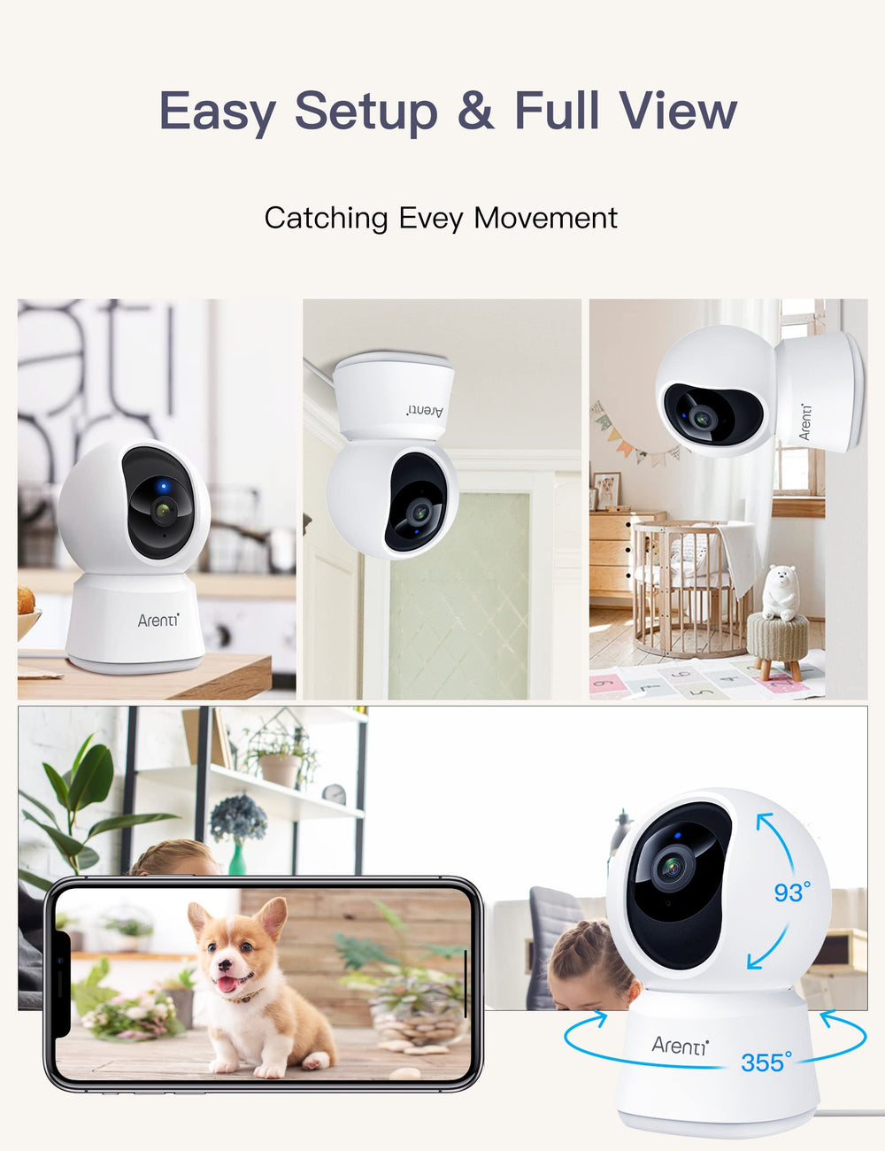 ARENTI 5G dual-band WiFi ensures stable, fast connections.