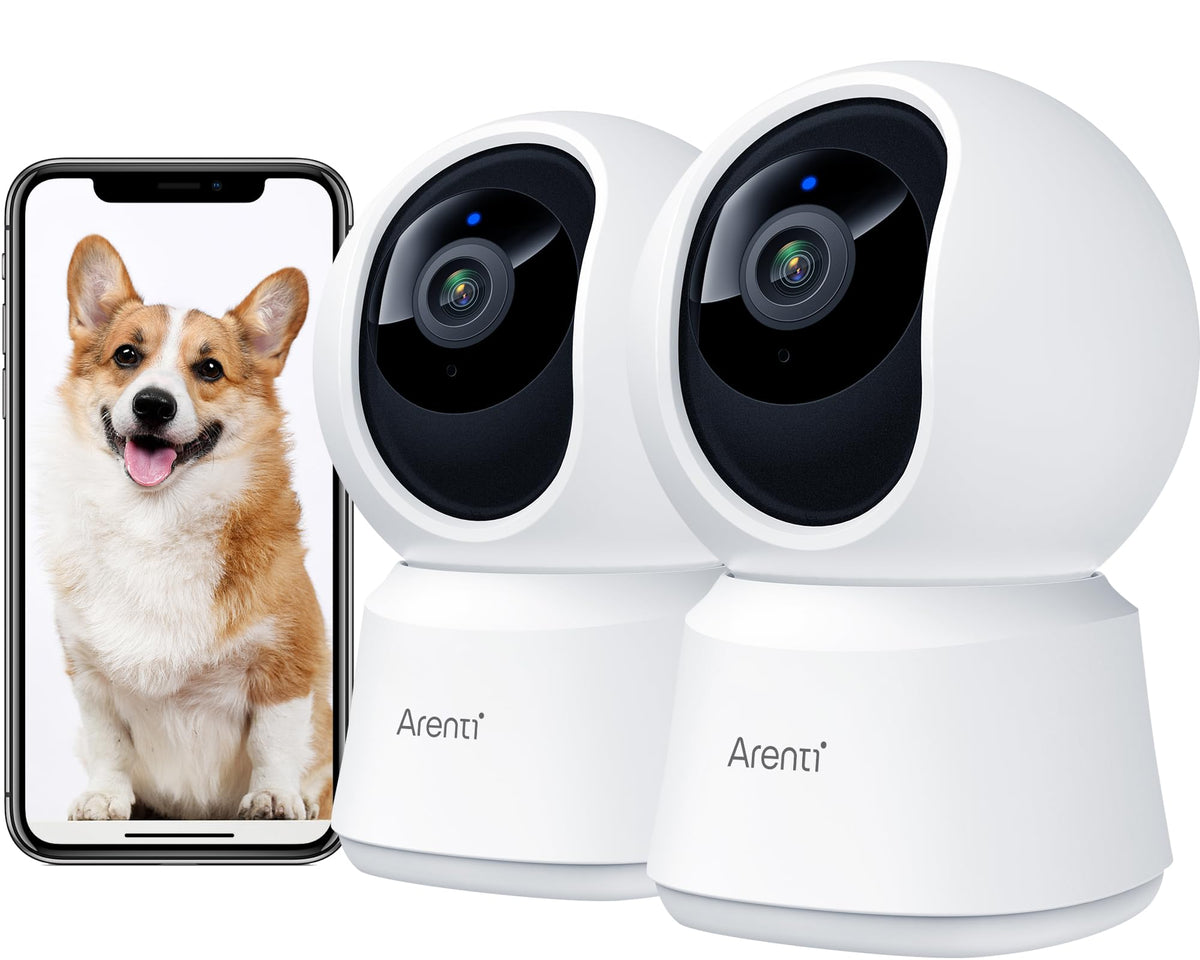 ARENTI 5G indoor camera front view for real-time home monitoring and pet watching.