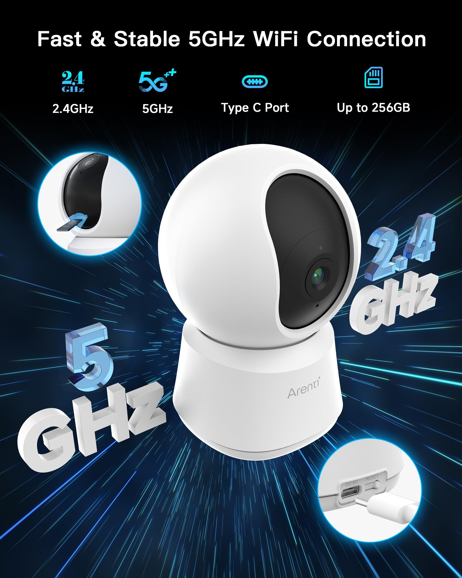 ARENTI enhanced night vision pet camera provides sharp footage at night