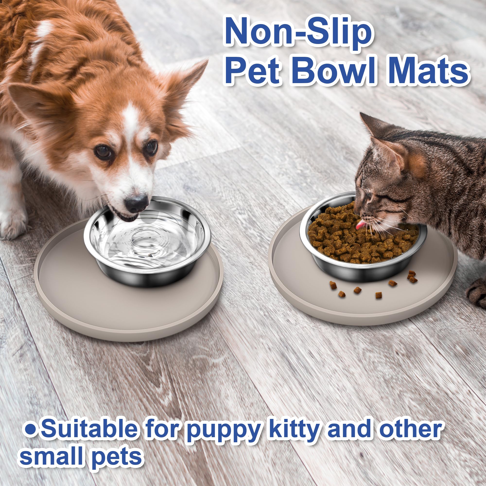 Arespark raised-edge design mat protects floors from spills during feeding.