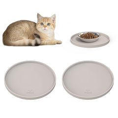 Arespark two-pack cat food mats with nonslip waterproof surface for clean mealtimes.