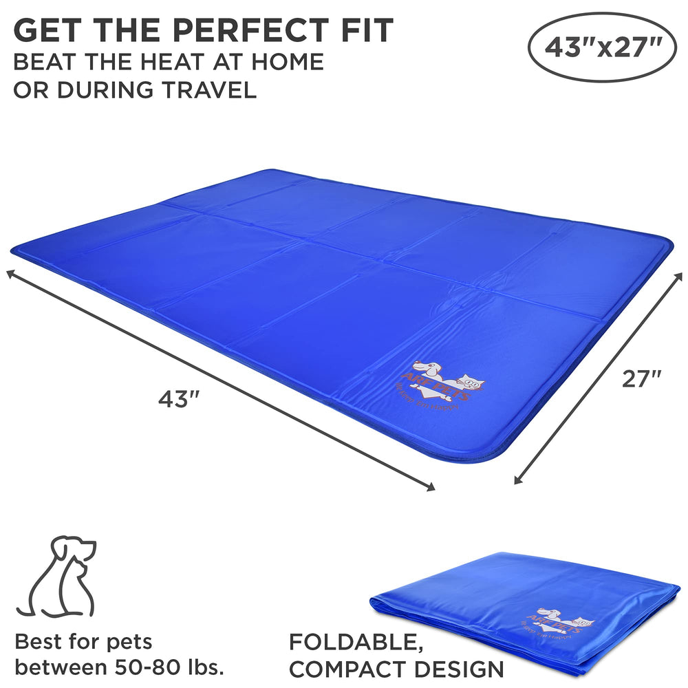 Arf Pets cooling mat used inside a kennel for portable relief