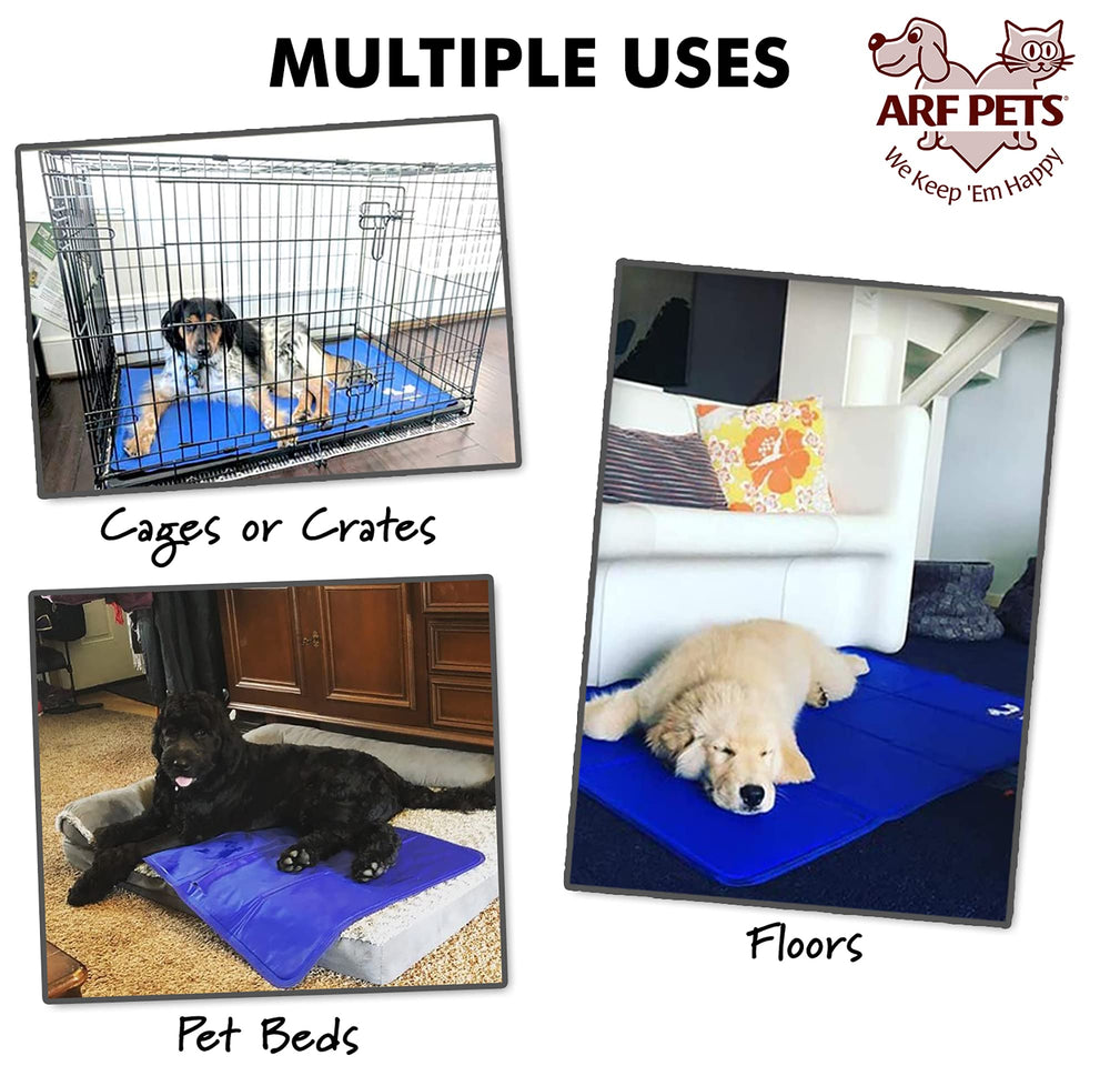 Arf Pets cooling mat on a bed offering versatile indoor comfort.