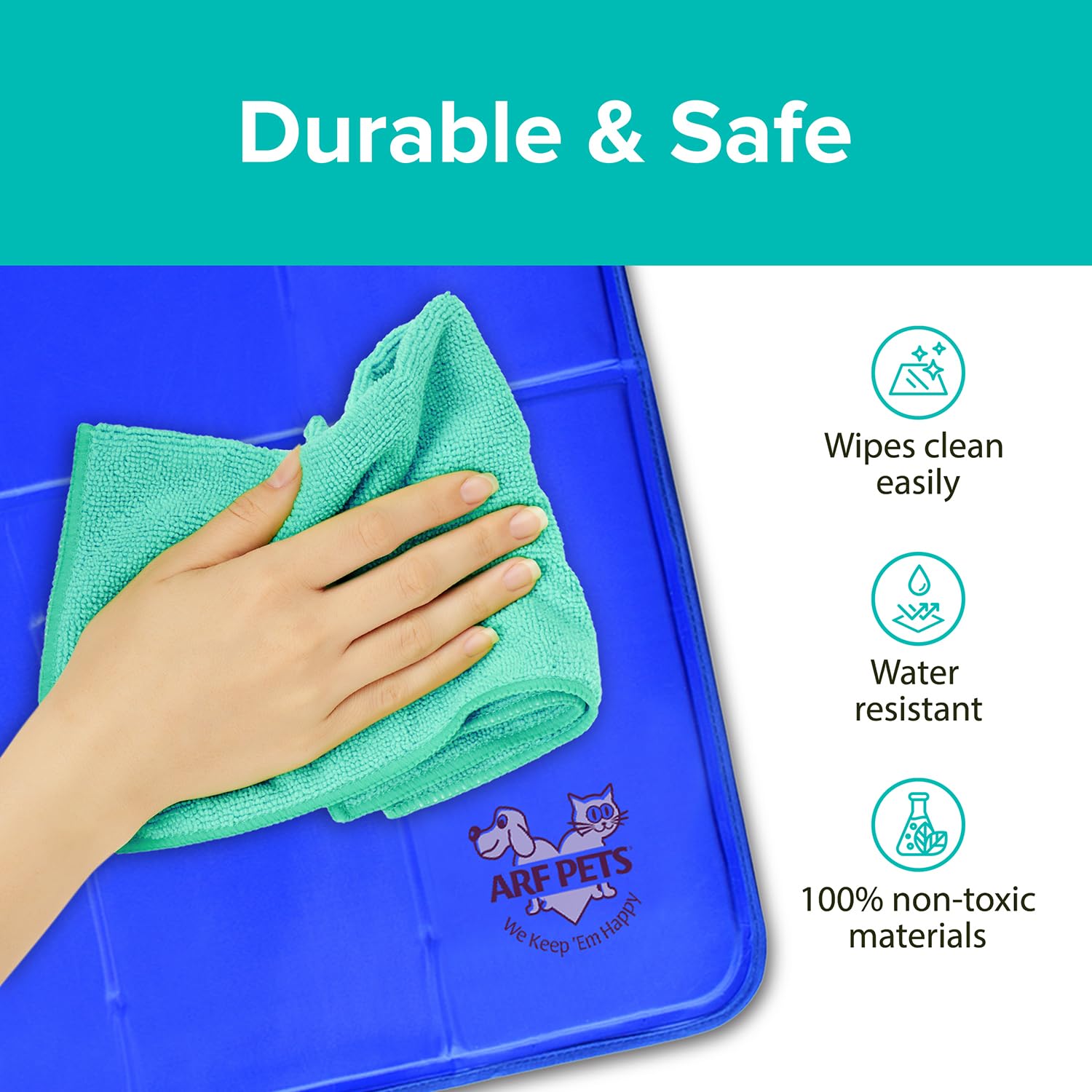 Arf Pets cooling mat laid flat for safe, easy home use.