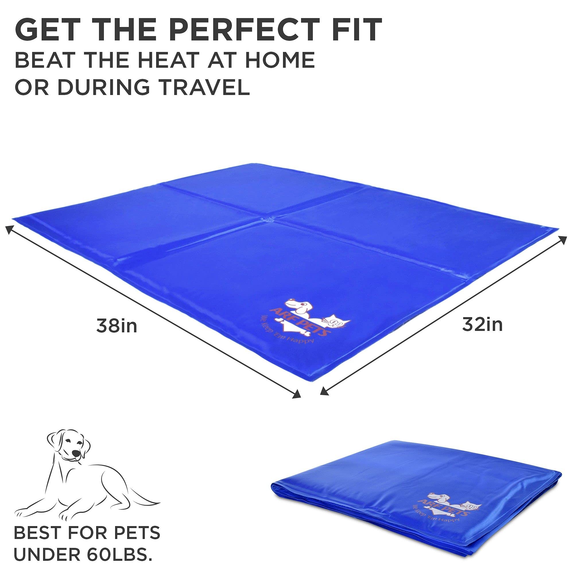 Arf Pets cooling mat placed on dog bed for versatile heat relief