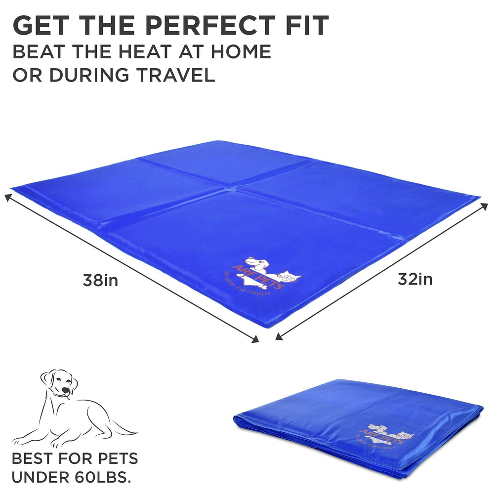 Arf Pets cooling mat placed on dog bed for versatile heat relief