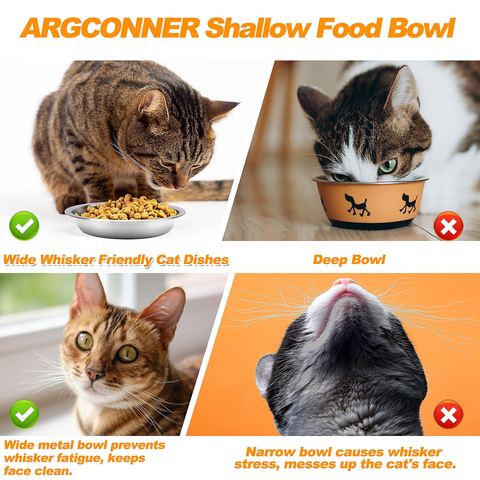 ARGCONNER dishwasher-safe cat bowls for effortless cleaning after meals.
