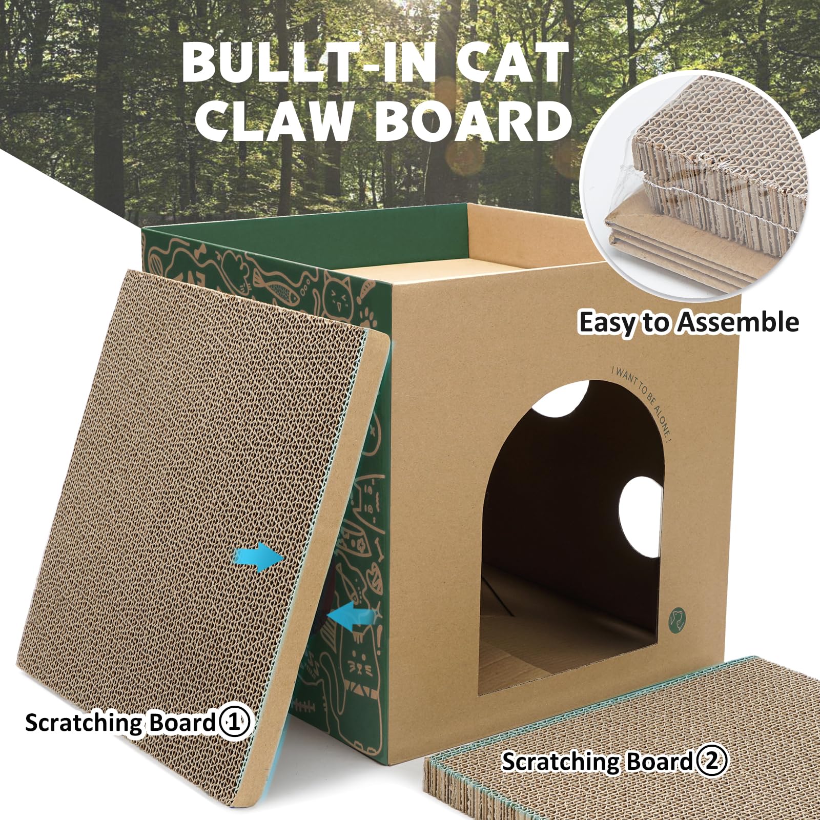 ARGOPET Cardboard Cat House double-walled scratch surface for durable use