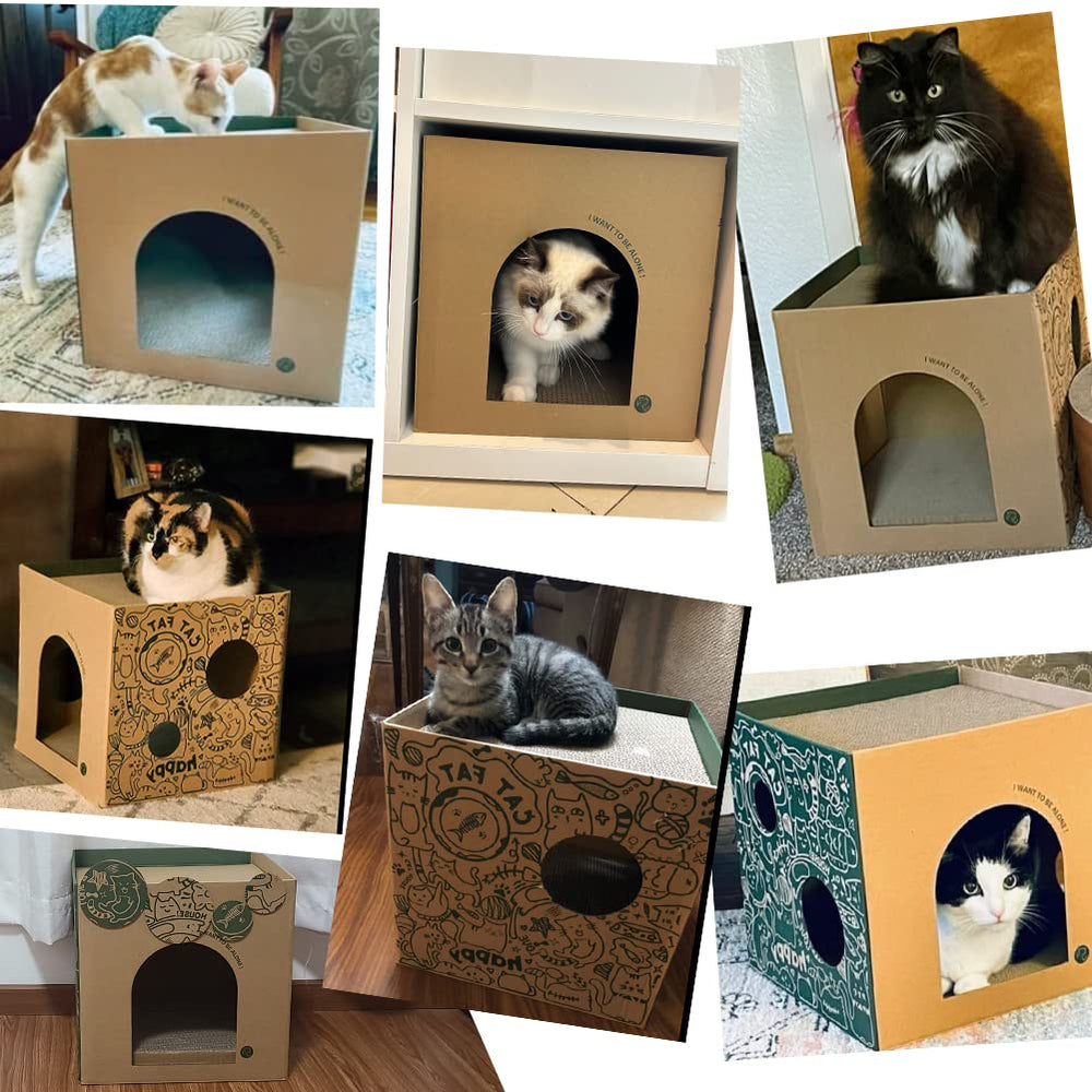 ARGOPET Cardboard Cat House wide entrance for easy access and lounging