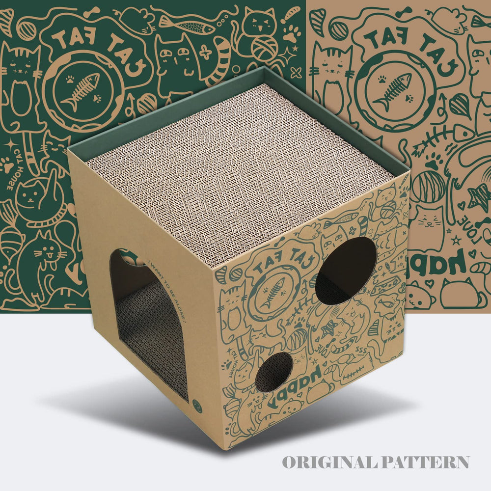 ARGOPET Cardboard Cat House interior with spacious room and peek windows