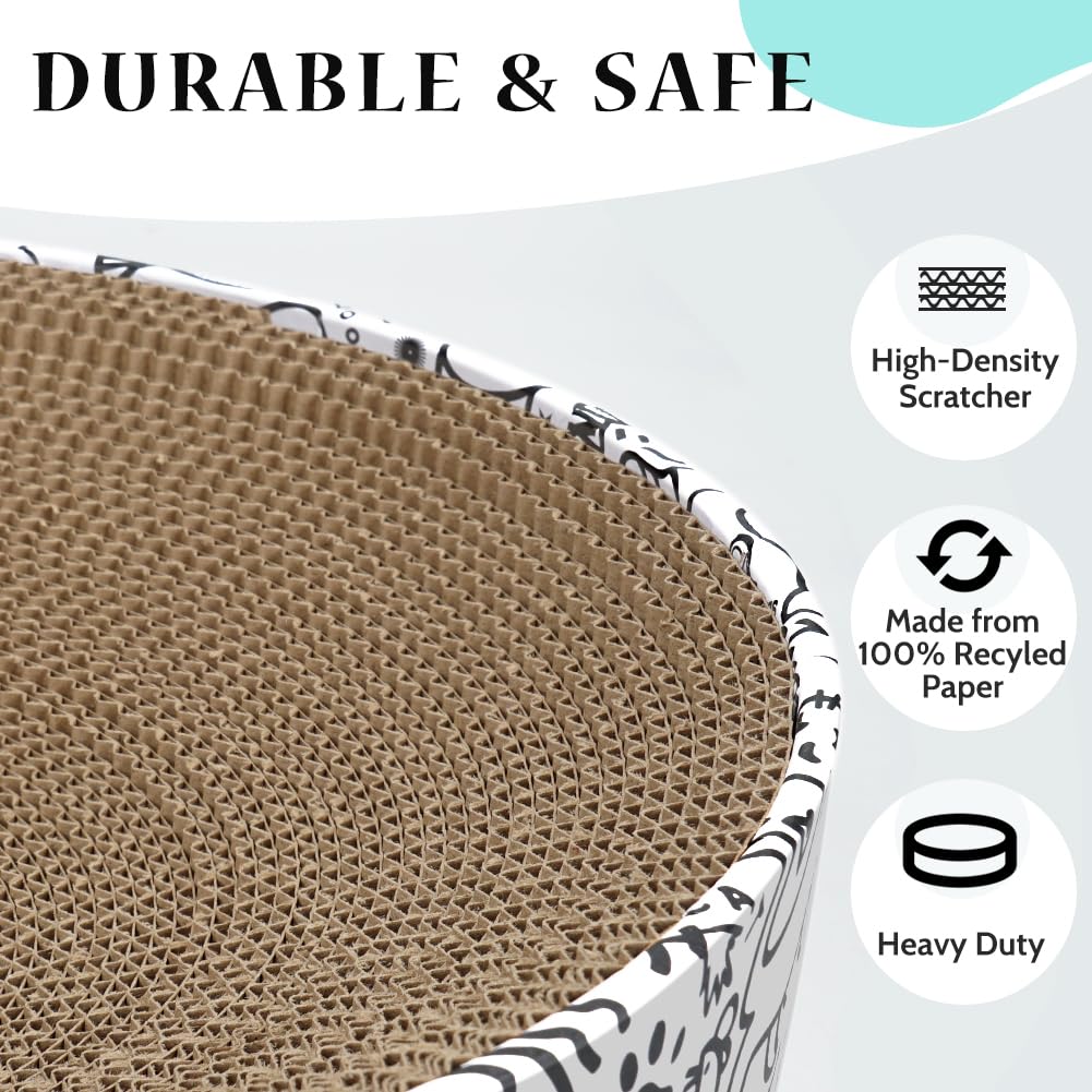 ARGOPET 2-in-1 oval bed offers nest and scratch toy in one.