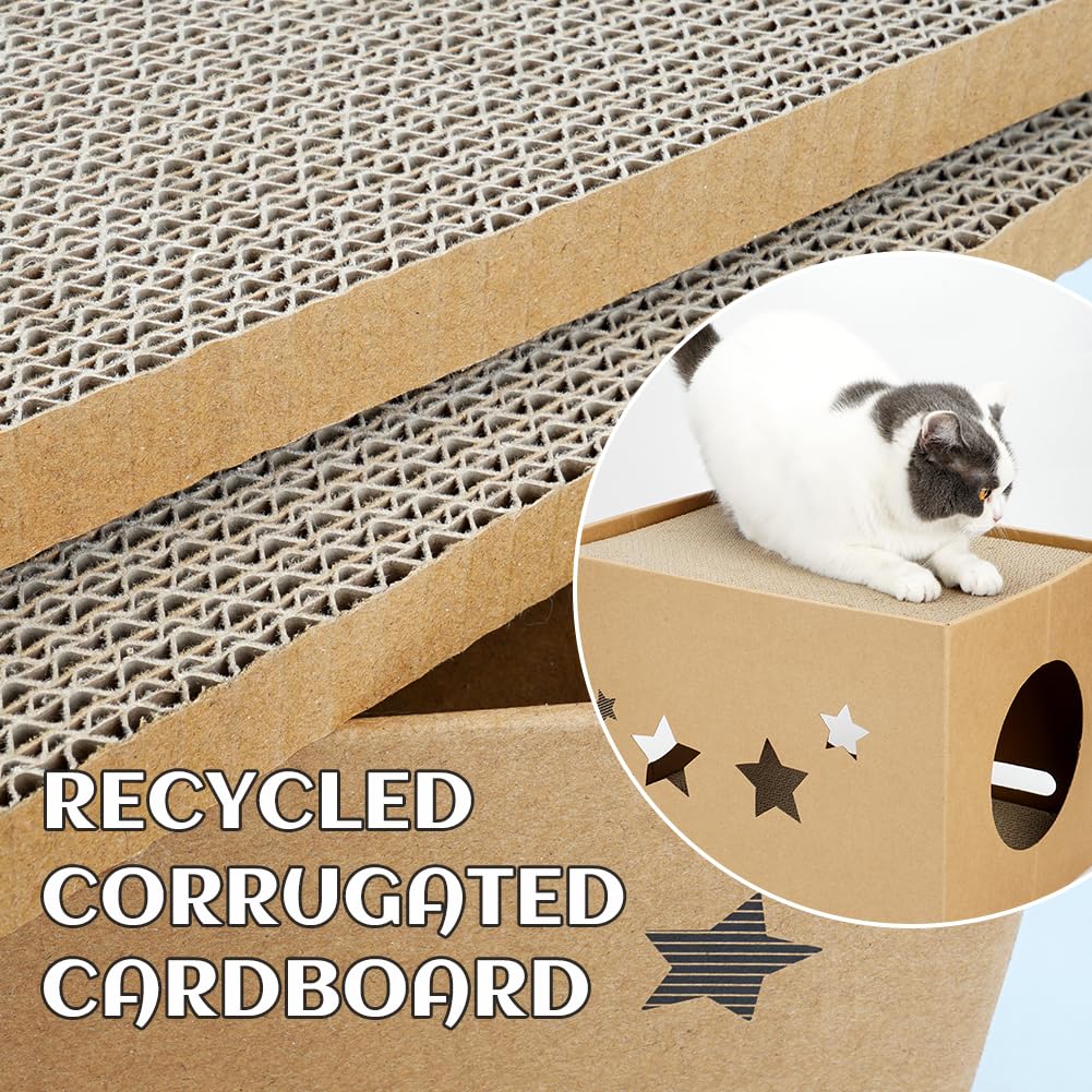 ARGOPET spacious cat house 17 by 12 by 12 inches for lounging.