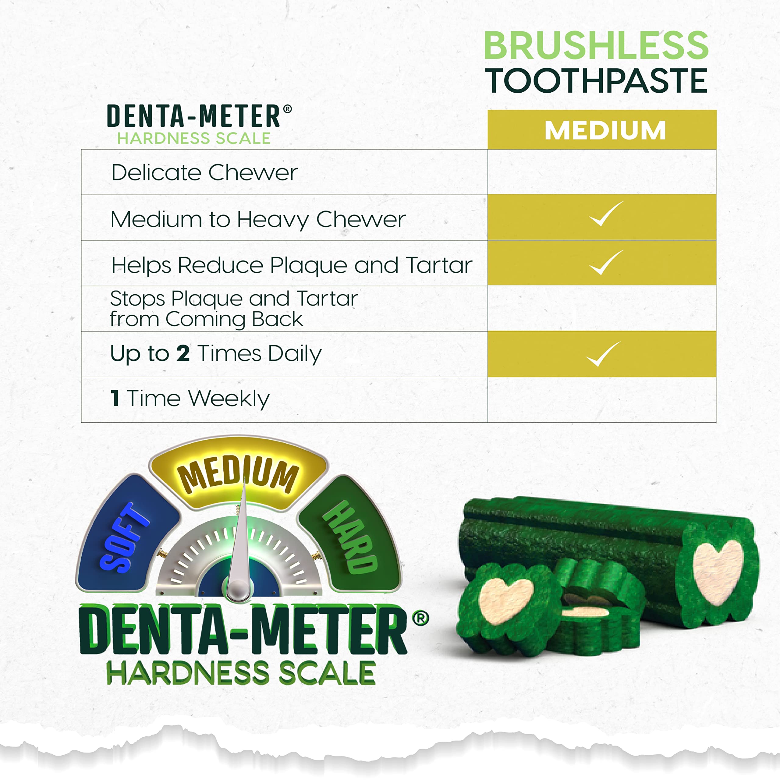 Ark Naturals chews with ridges clean gumline for medium dogs.
