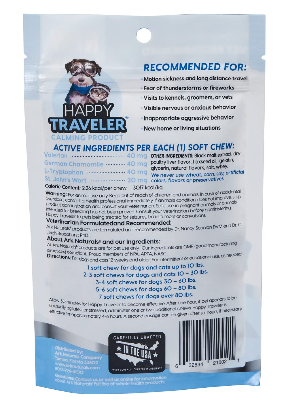 ARK NATURALS Happy Traveler helps a dog stay relaxed after travel