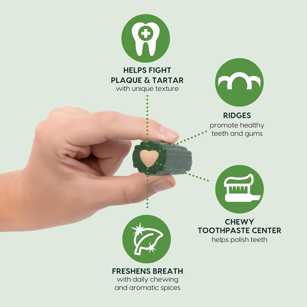 ARK NATURALS small breed dental chews bundle image emphasizes plaque fighting texture