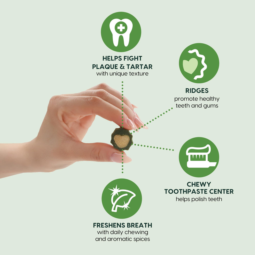 ARK NATURALS Soft Brushless Toothpaste chew close-up reveals chewy center for polishing.