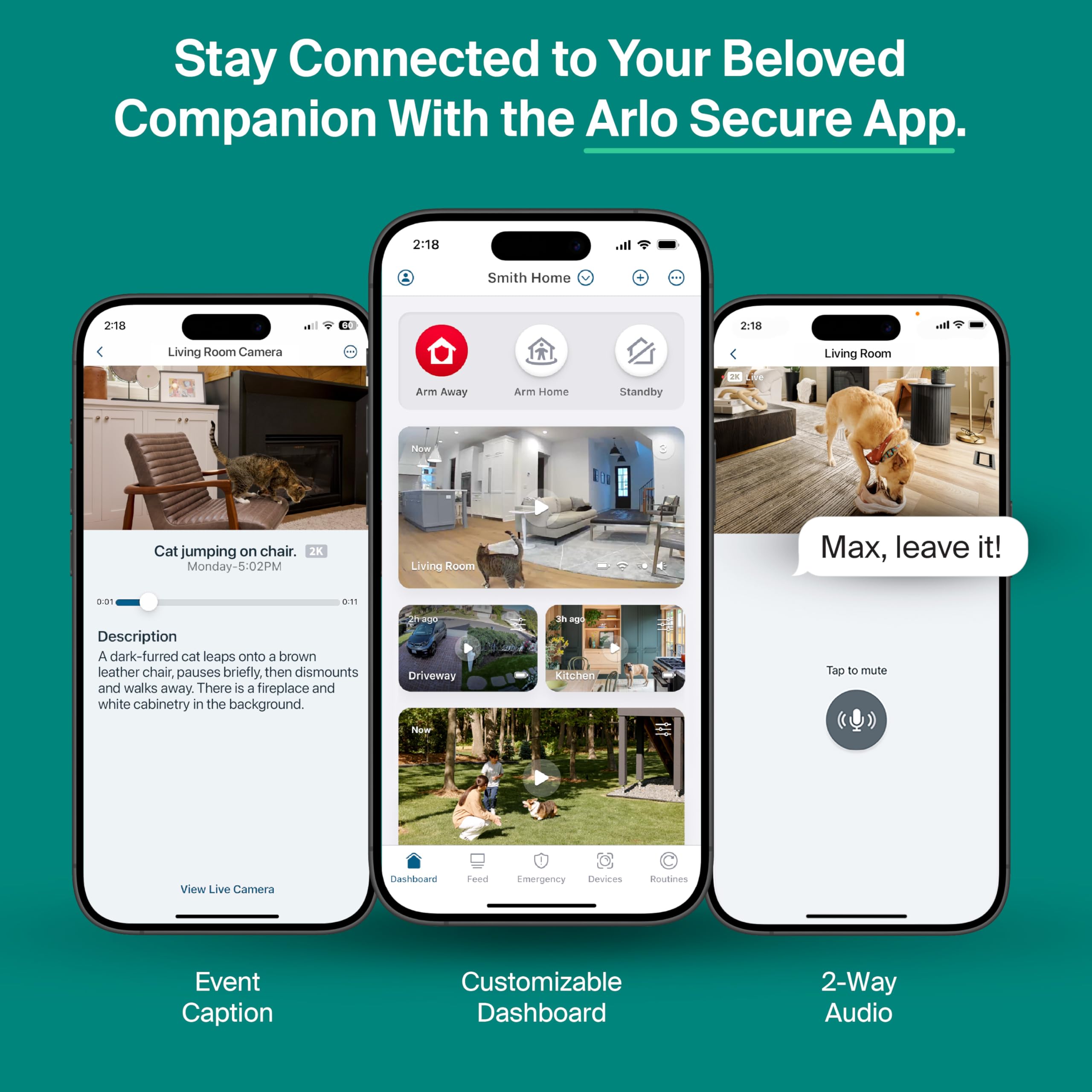 Arlo Essential 2-way audio enables quick, two-way communication.