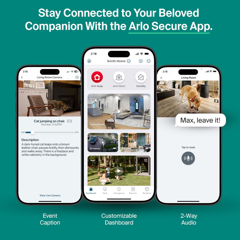 Arlo Essential 2-way audio enables quick, two-way communication.