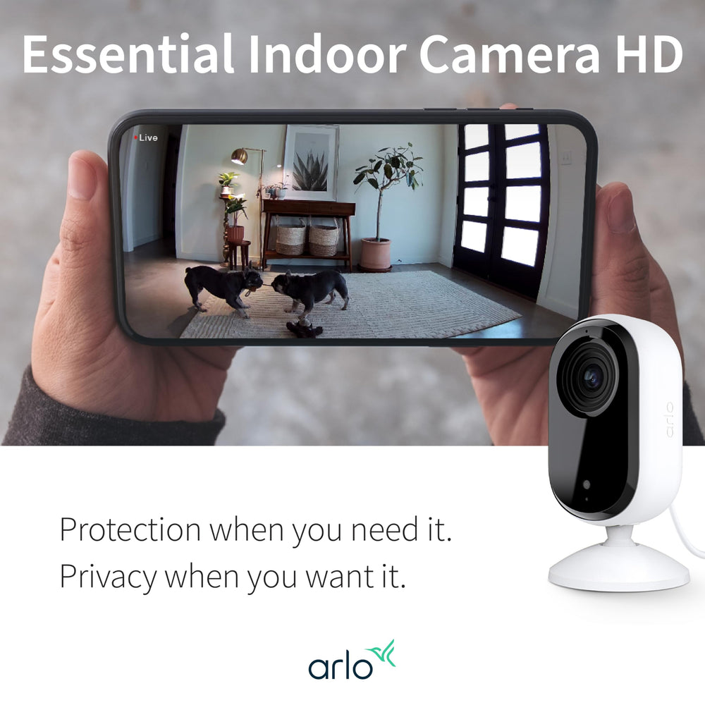 Arlo Essential Indoor Camera HD DIY setup guided in the app.