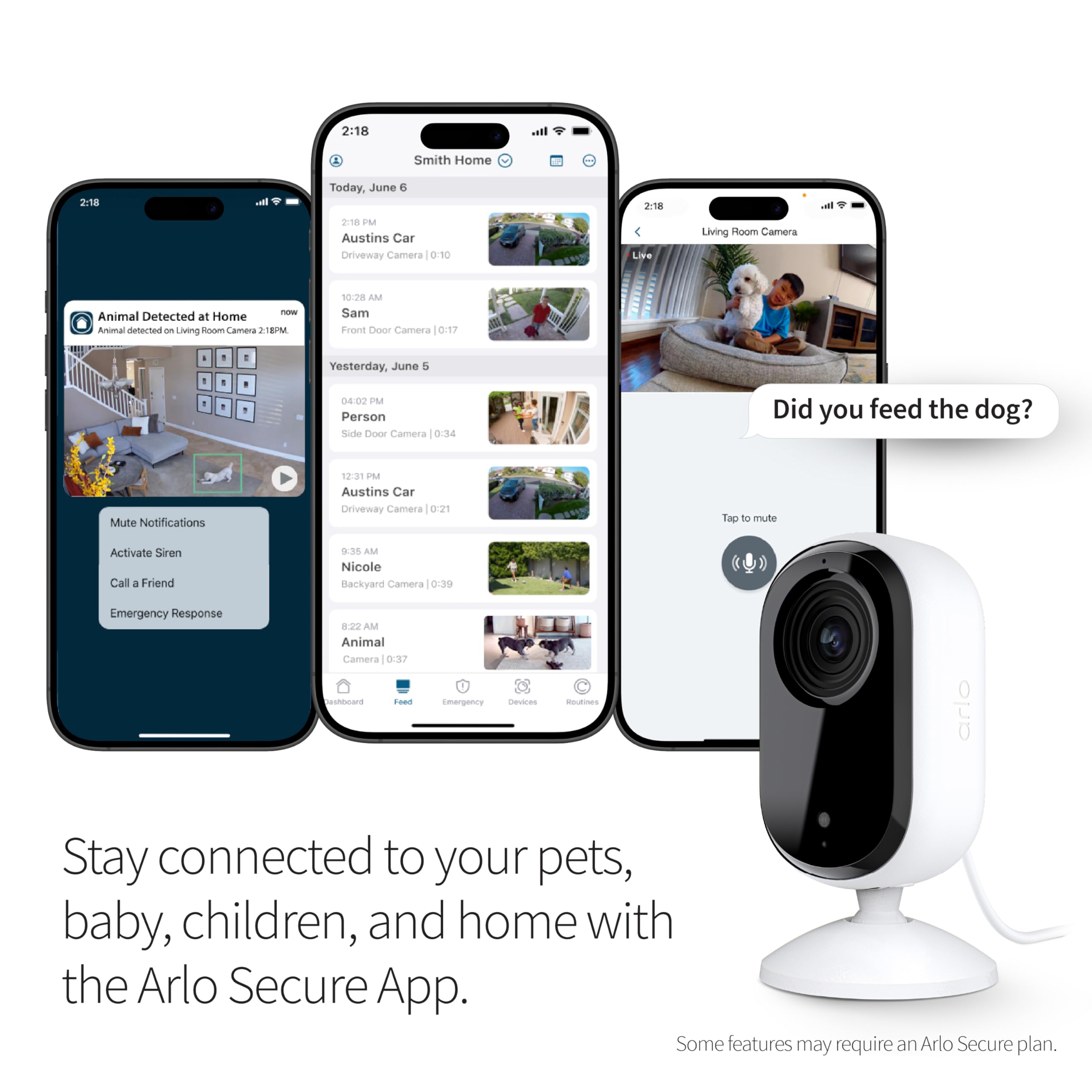 Arlo Essential Indoor Camera HD motion notifications appear on your phone.