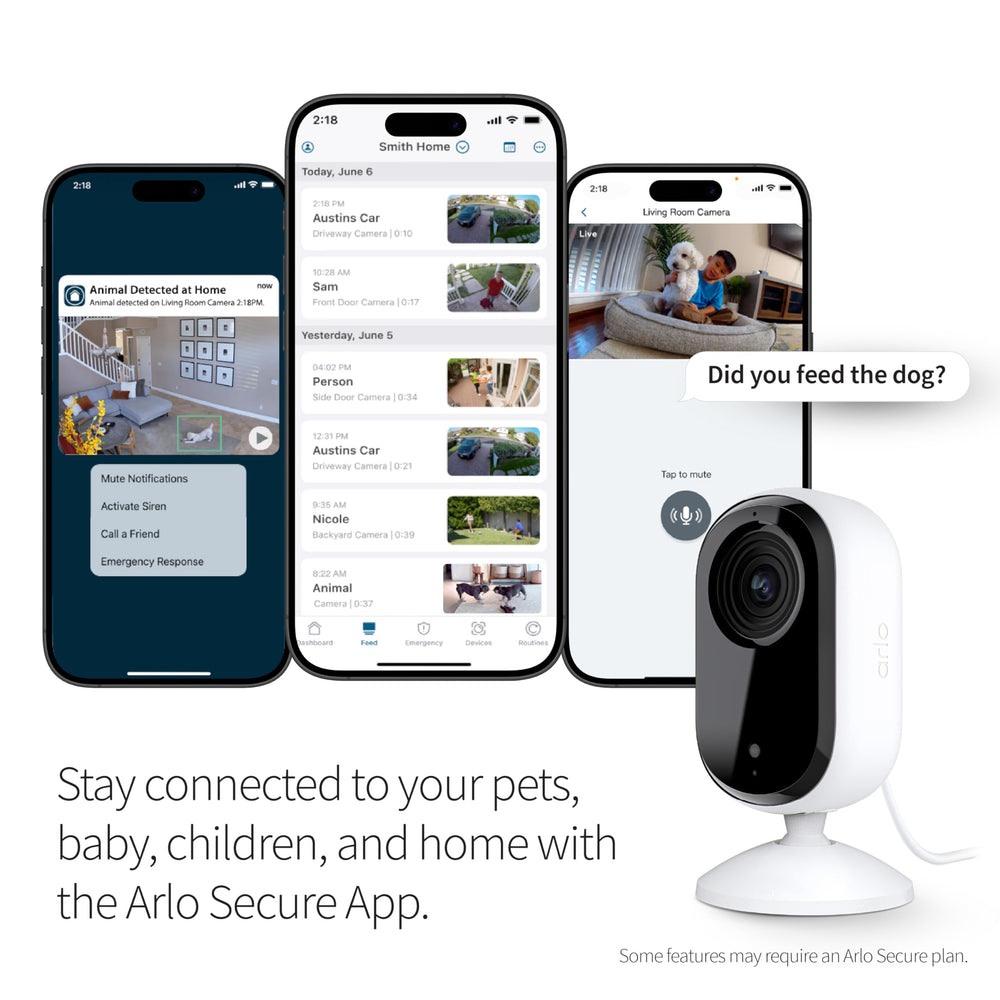 Arlo Essential Indoor Camera HD motion notifications appear on your phone.