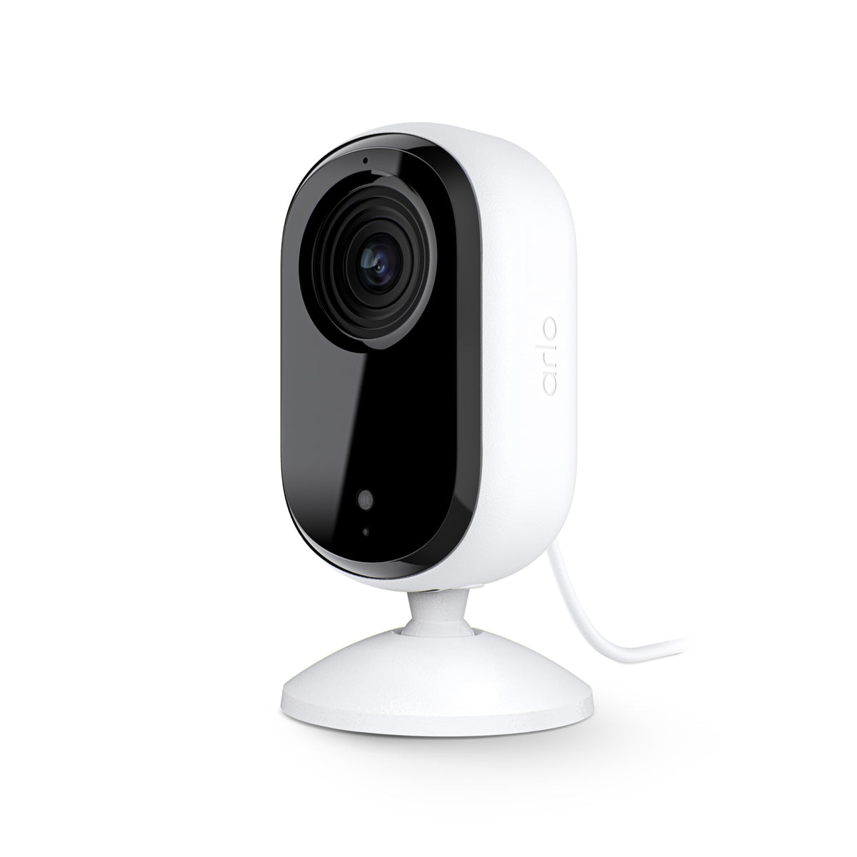 Arlo Essential Indoor Camera HD wide view for reliable home monitoring.