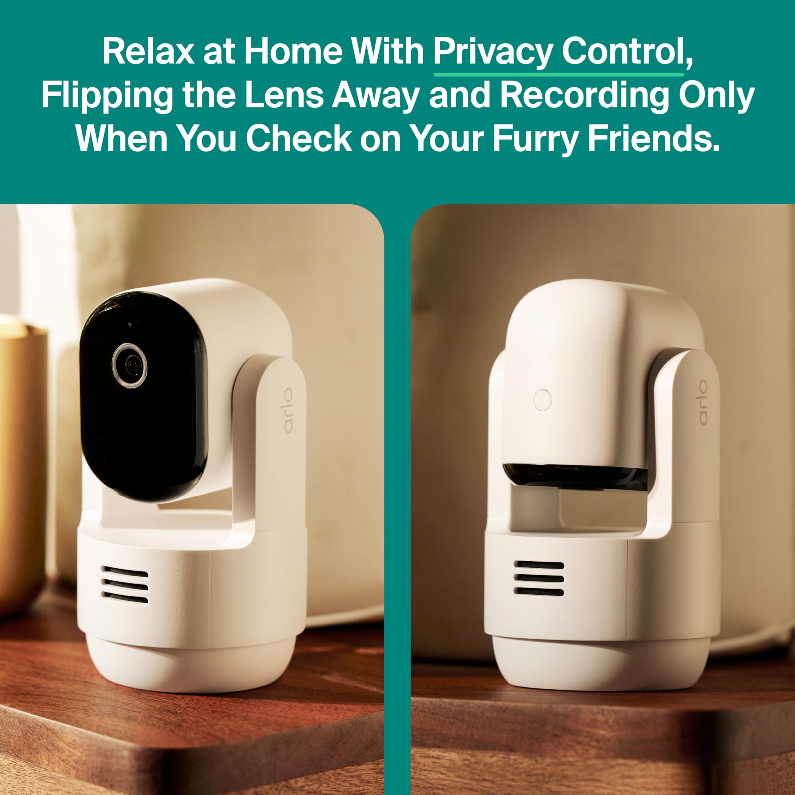 Arlo Essential motion tracking automatically follows movement to reduce blind spots.