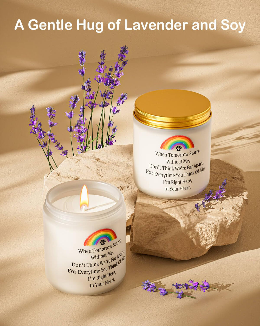 ARLYPET lavender scented soy wax candle for peaceful grieving moments