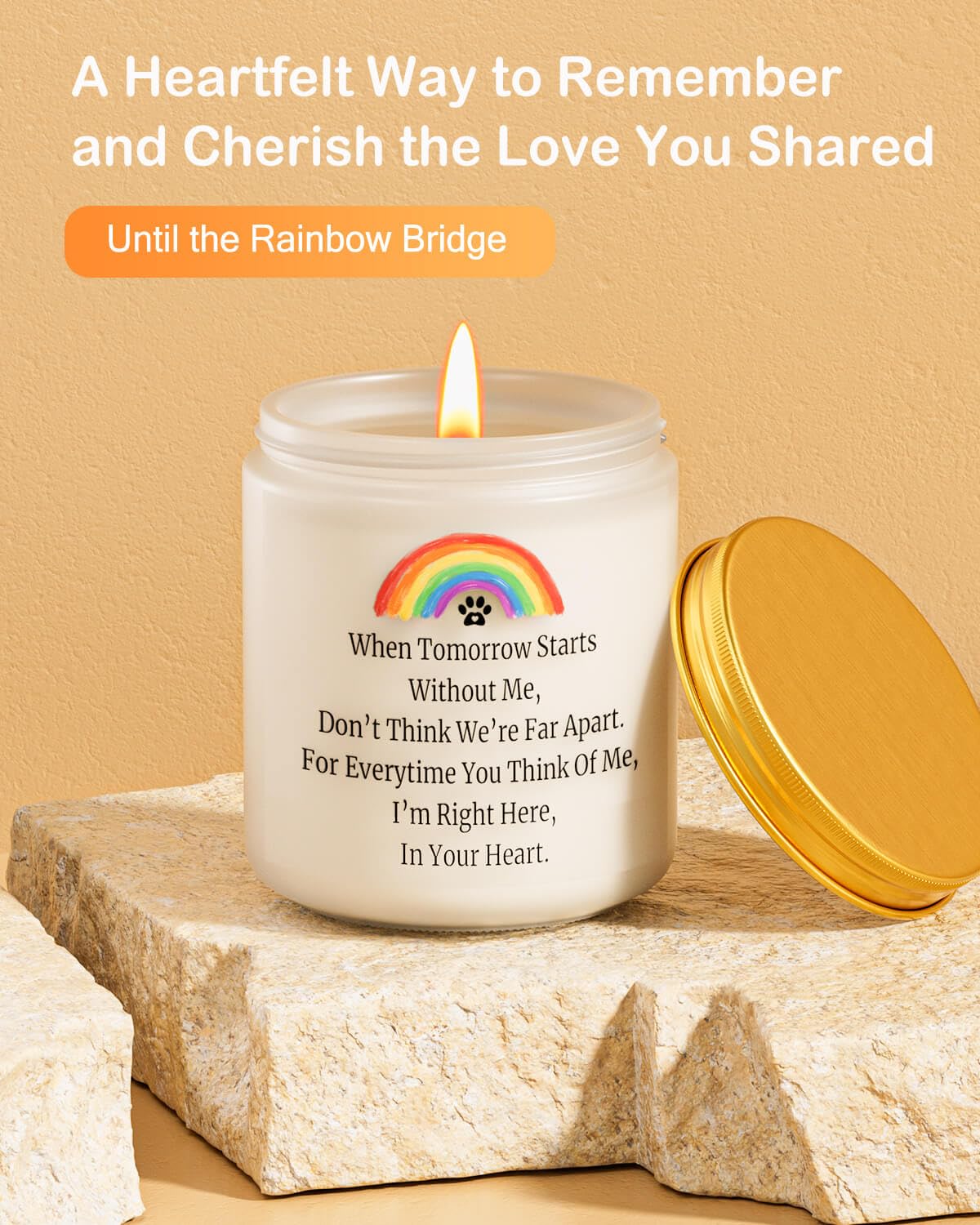 ARLYPET rainbow bridge pawprint keepsake symbolizing enduring love
