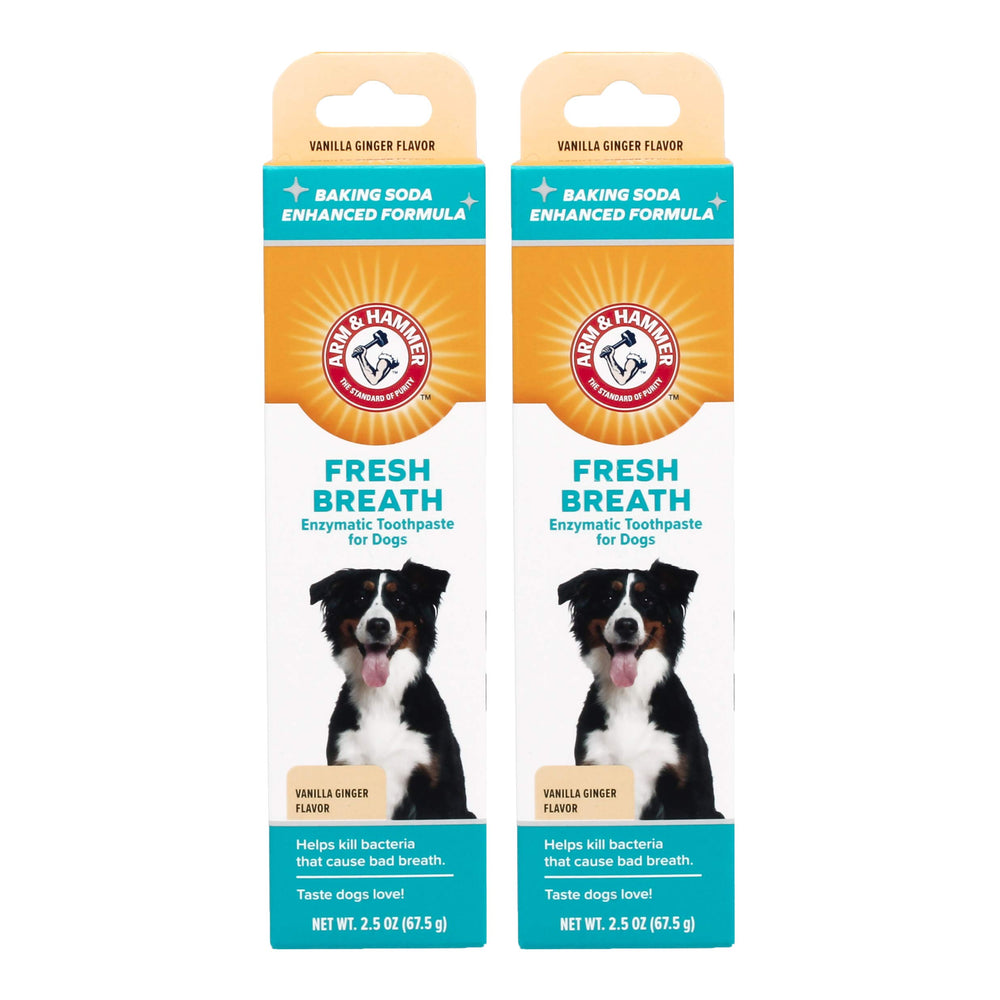 Arm & Hammer for Pets Fresh Breath toothpaste tube with vanilla-ginger for dogs.