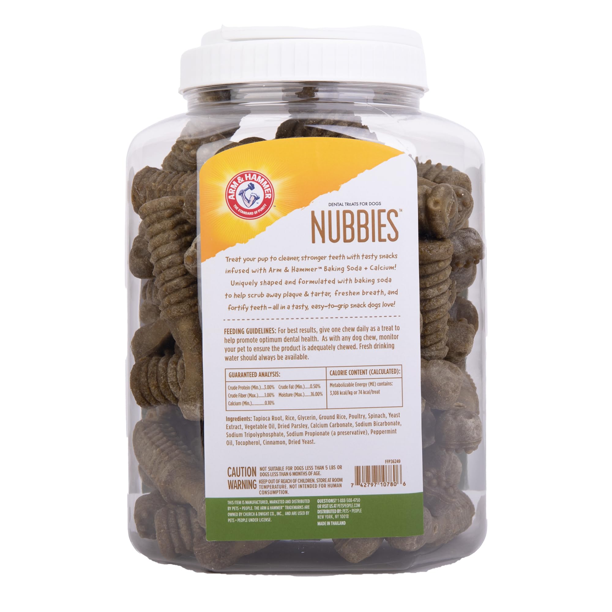Arm & Hammer for Pets Nubbies mint chews served as a reward and oral care.