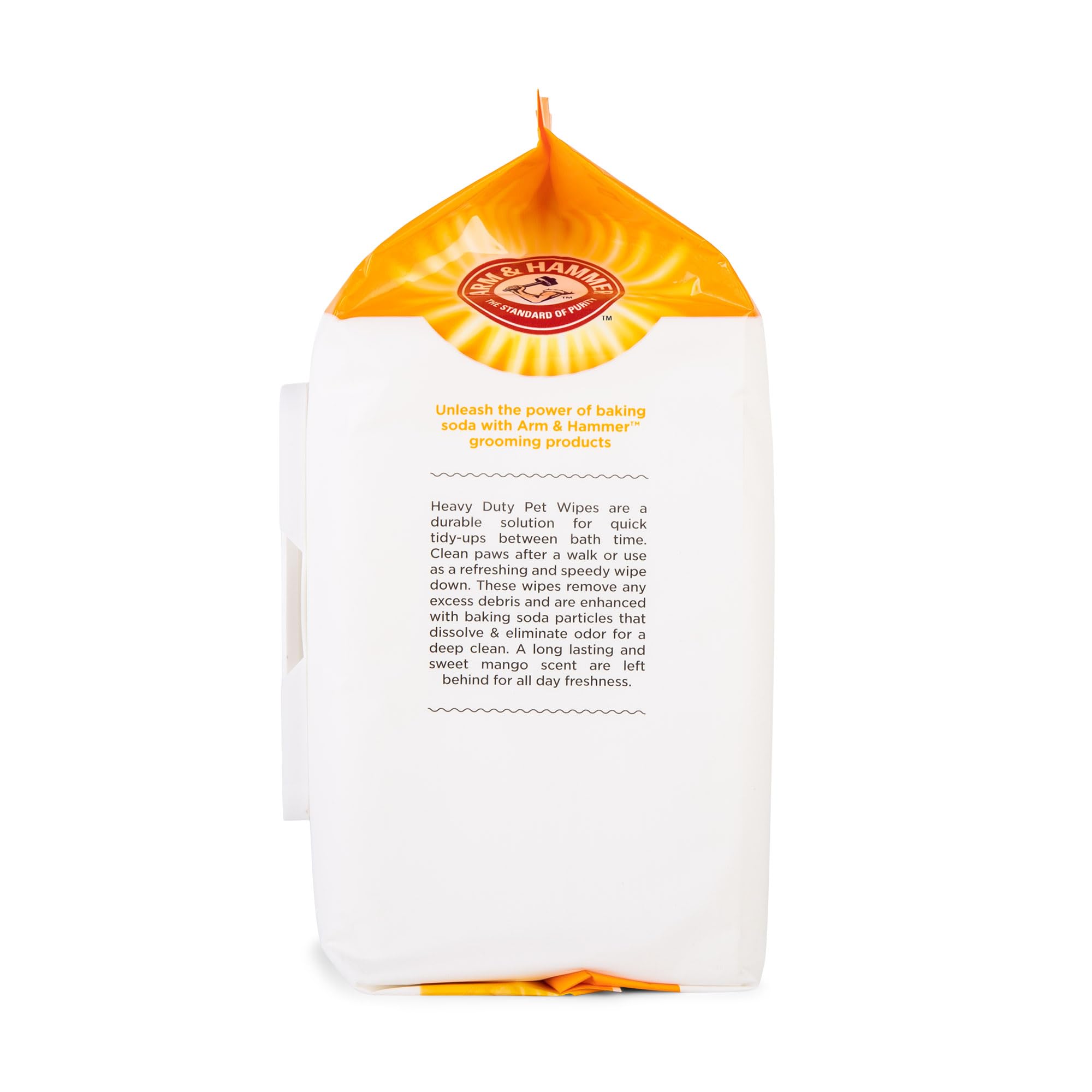Arm and Hammer for Pets textured wipes lift dirt for easier cleaning.