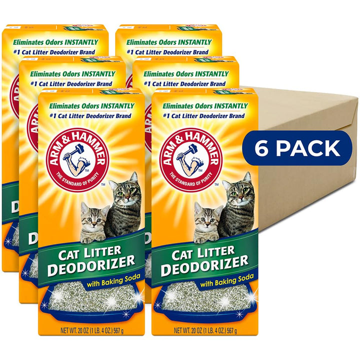 ARM & HAMMER cat litter deodorizer bottle neutralizes odors on contact.