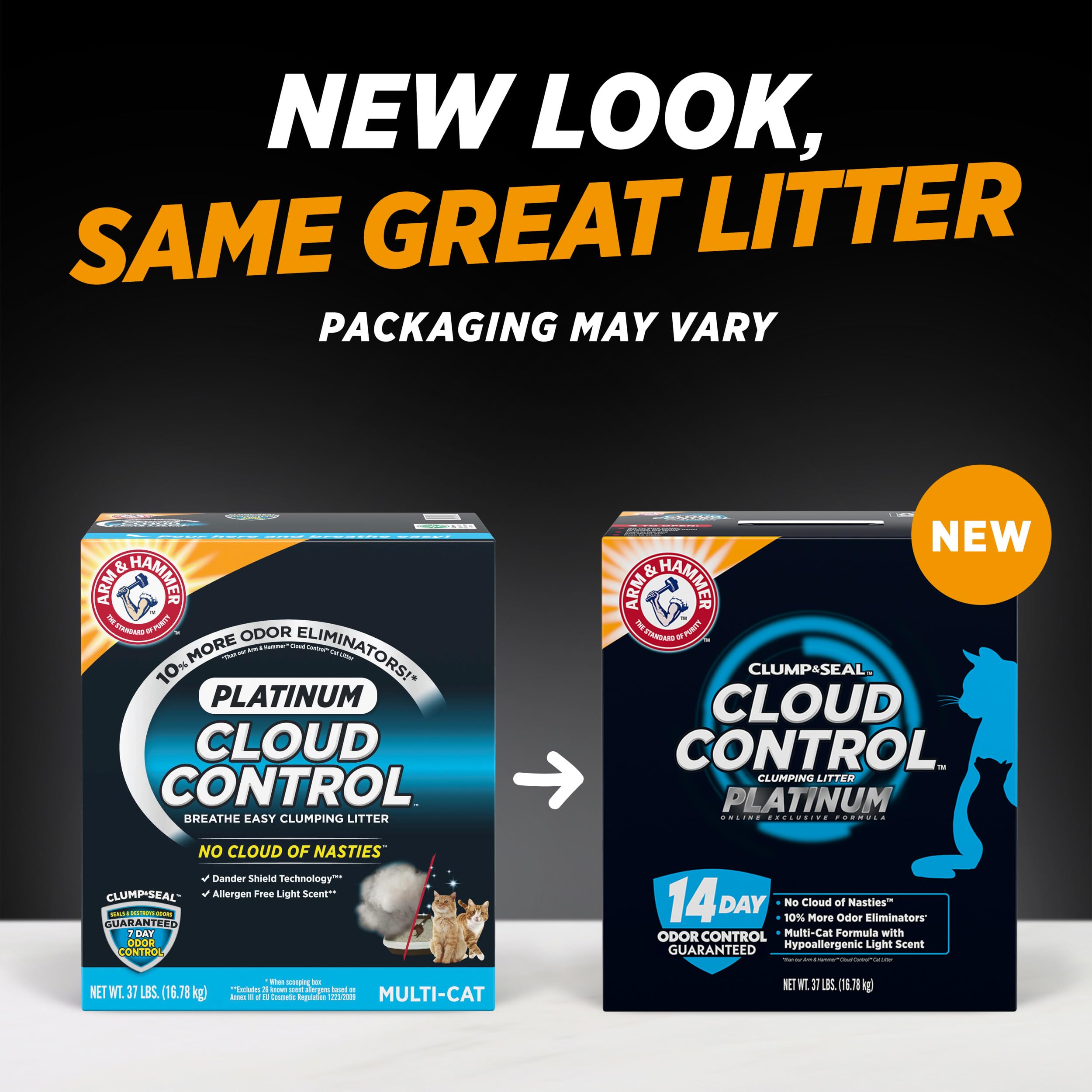 Arm & Hammer Cloud Control with Dander Shield reduces airborne dander for a calmer litter box.