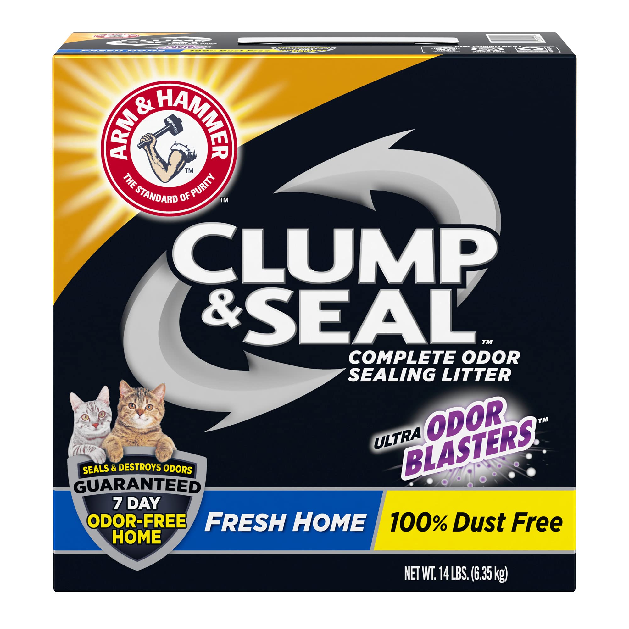 Sealing technology illustration showing odor sealing for ARM & HAMMER Clump & Seal