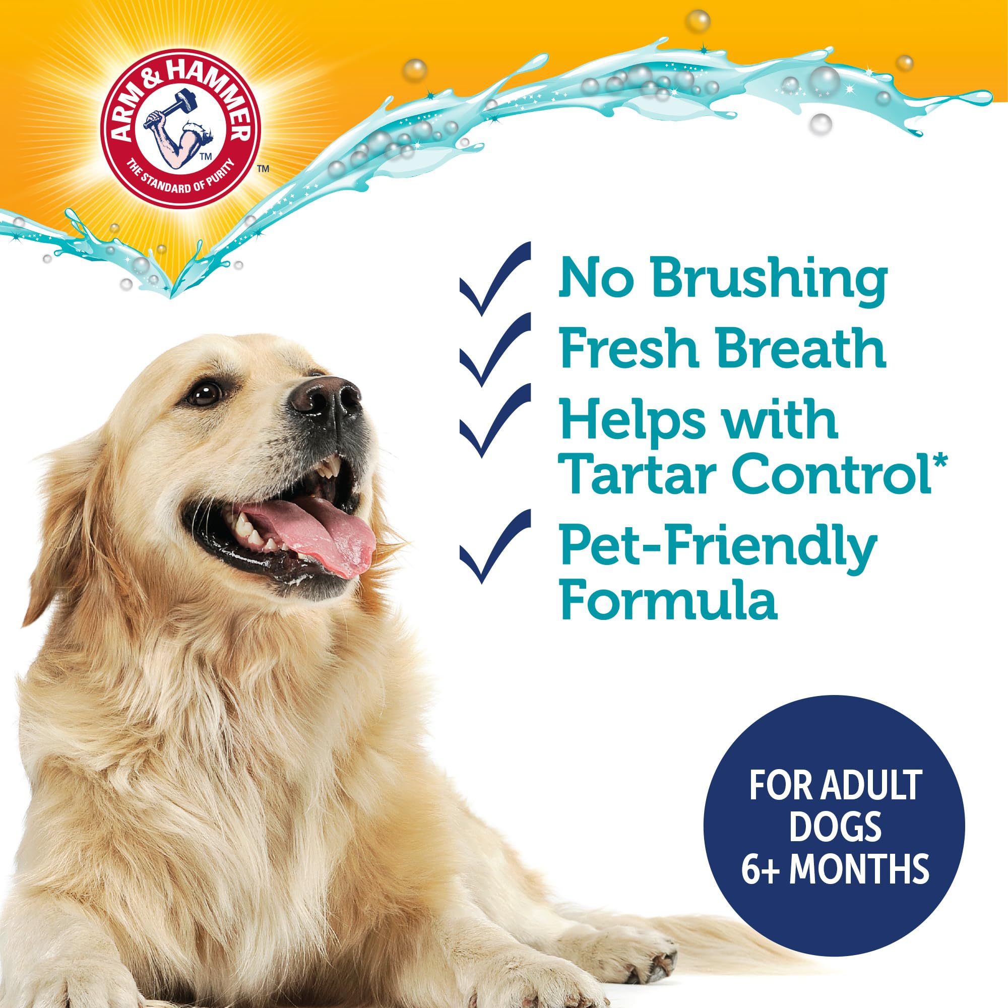 Arm & Hammer Complete Care 16 oz bottle on the counter for extended supply.