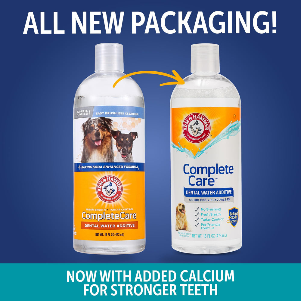 Arm & Hammer Complete Care dissolves invisibly in the water bowl for easy daily use.