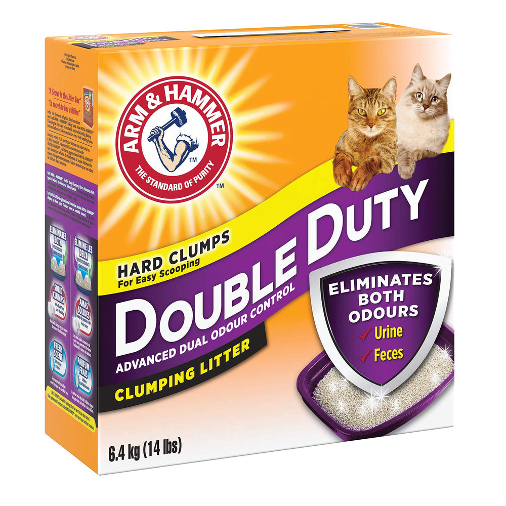 Arm & Hammer Double Duty Cat Litter proves dust-free formula reduces litter mess.