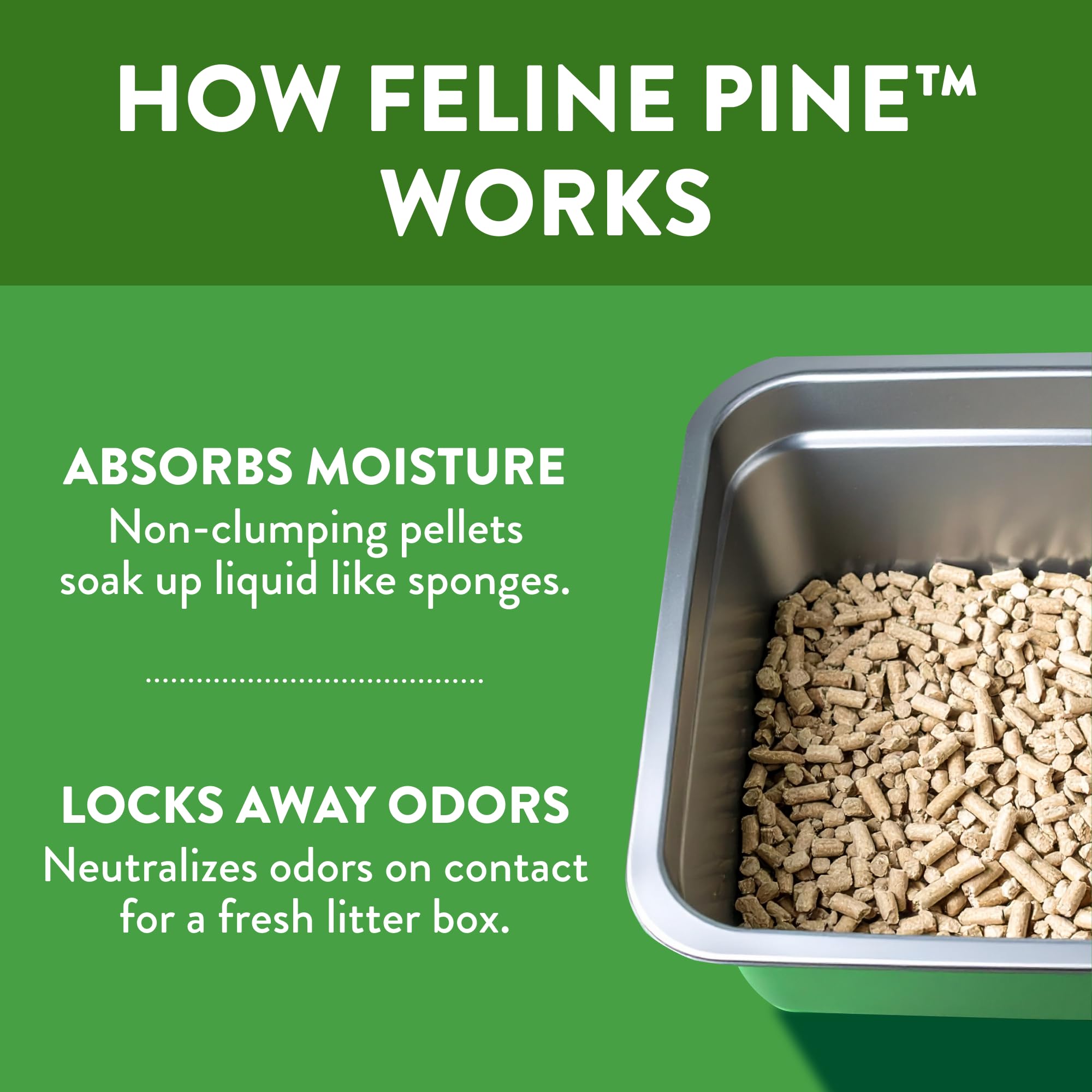 Lightweight, dust-free pine litter suggesting easy handling for daily maintenance.