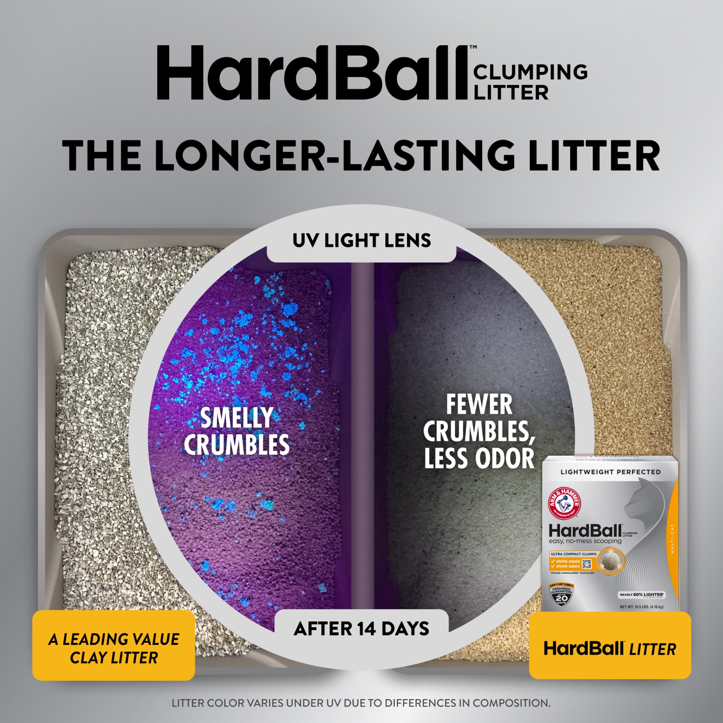 Arm and Hammer HardBall Garden Bloom scent bottle emphasizes long-lasting freshness.
