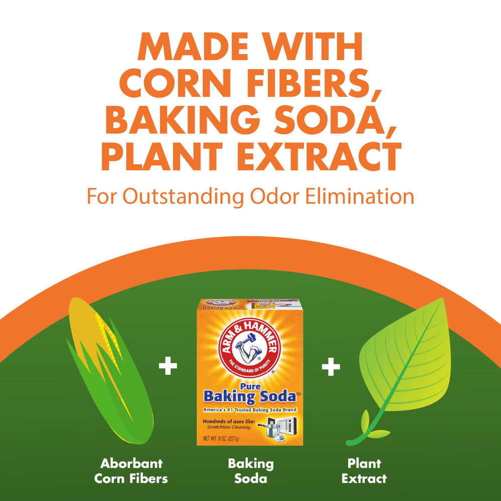Arm & Hammer Naturals in litter box scene emphasizes odor control for multiple cats.