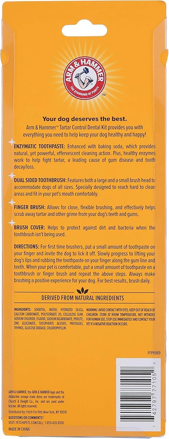 Arm & Hammer for Pets banana mint toothpaste 2.5 oz may encourage dog compliance.