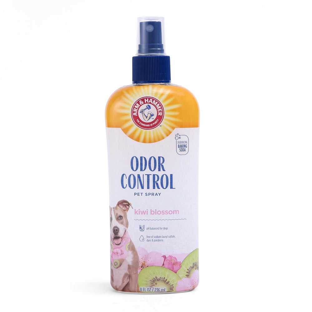Arm & Hammer for Pets between-bath refreshing spray on a dog's coat.