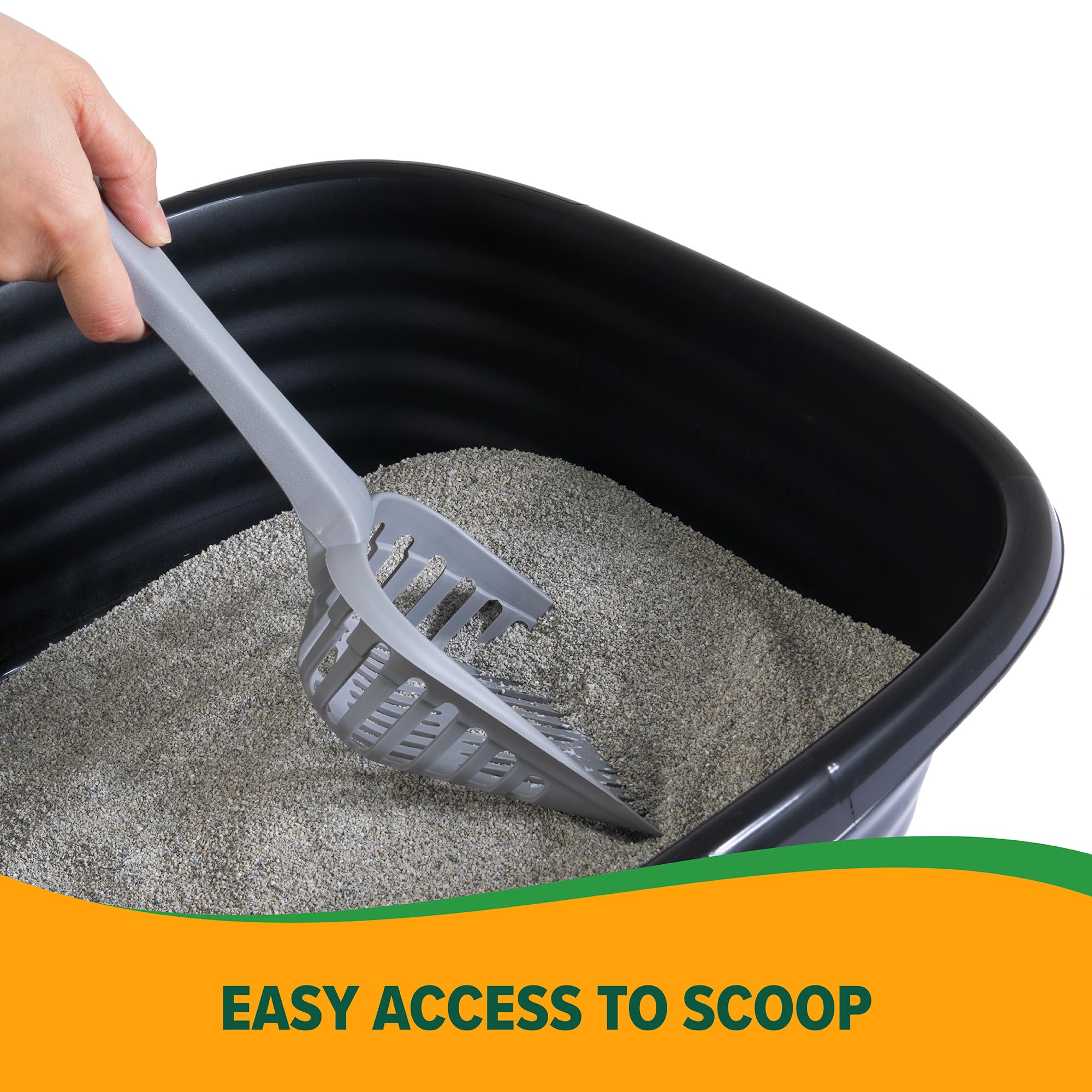 Arm & Hammer Simply Recycled Cat Litter Pan eco-friendly material highlighting recycled plastic design.
