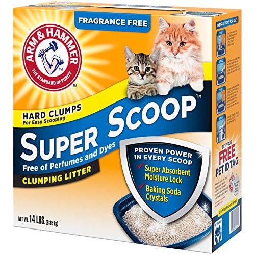 Arm & Hammer Super Scoop fragrance-free litter box scene highlights odor control