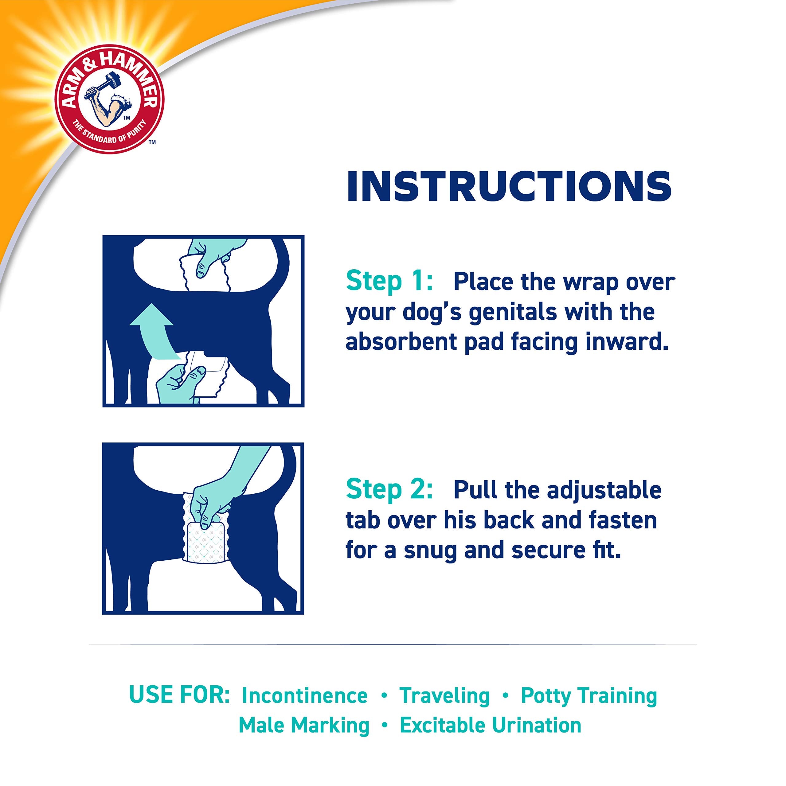 Arm & Hammer X-Small wrap designed for 9-14 inch waists on small dogs